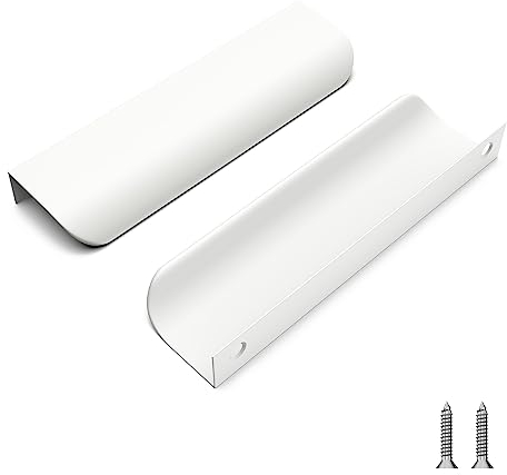 LONTAN Tiradores de Armario Blancos - 15 Unidades, 128 mm Entre Orificios - Tiradores Ocultos para Cocina y Armarios