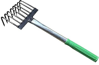 Baoblaze Garten-Handrechen, Bodenrechen, ergonomisch, Edelstahl, Meeresfrüchte-Werkzeug, Zubehör, leicht zu greifendes Handgrubber-Werkzeug, 8 Zinken