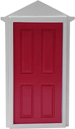 Obahdirry Miniatur-Zubehör für Feen-Steepletop-Tür, Holz, Maßstab 1:12, Rot
