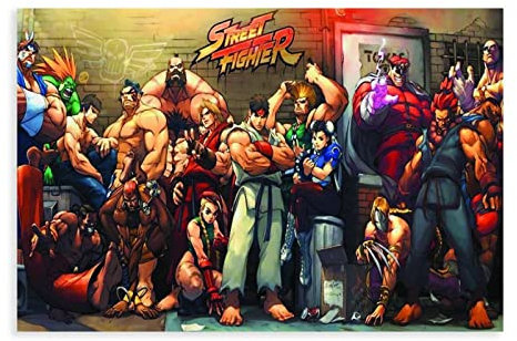 THEGIS Leinwand-Poster, Motiv: Game Street Fighter, Wandkunst, Dekor, Bild, Gemälde für Wohnzimmer, Schlafzimmer, Dekoration, ungerahmt, 30 x 45 cm