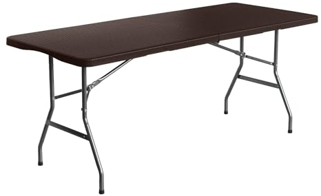 THINIA HOME Mesa Plegable Rectangular Efecto Ratán 180x74x74cm