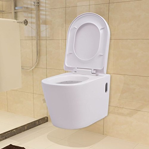 GuyAna WC Sospeso in Ceramica Bianca,Articoli di ferramenta,Prodotti idraulici,Articoli idraulici,WC e bidet,WC(SPU:244270)