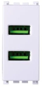 1 módulo de toma cargador doble USB 5 V 2,1 A, compatible con Vimar Arkè, color blanco