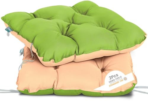 Homecall Dekokissen Bankauflage Stuhlkissen Bankkissen Sitzkissen Sessel(2er Set), Nordisches Design, 50 x 50 x 12 cm (Grün/Beige)