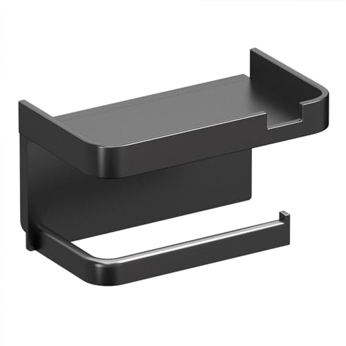 Wall Hanging Toilet Paper Holder - Adhesive Double Roll Paper Holder With Shelf, With Mobile Phone Shelf, Suitable For Bathroom, Kitchen And Other Scenarios, Wall Mounted Without Drilling