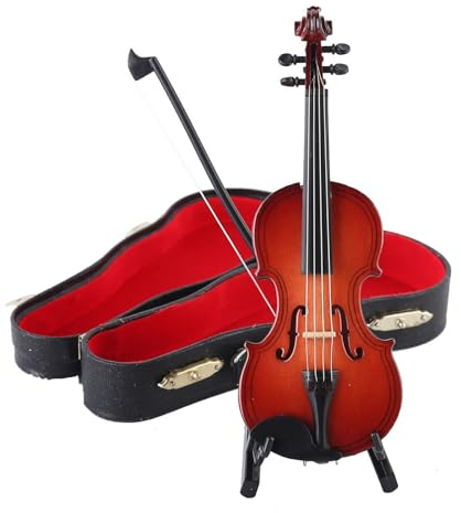 Kleinste Violine Der Welt Modell | 8/10/12 Cm Geige Modell aus | Miniatur Violin Mit Ständer für Desktop Dekoration | Violin Instrumenten Modelle Geschenk für Geiger KInder