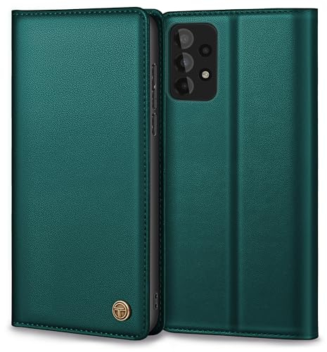 Handyhülle für Samsung Galaxy A52/A52S 4G 5G Hülle, Premium Lederhülle Schutzhülle für Samsung A52/A52S Hülle Wallet Kartenfach Standfunktion Klappbar Flip Case für Galaxy A52 5g Hülle, Blau Grün