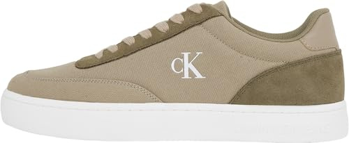 Calvin Klein Classic Cupsole Low Mix Mg Ym0ym01169 Sneaker für Herren, Grüne verwitterte Teak-Meerjungfrauen-Eierschal, 43 1/3 EU