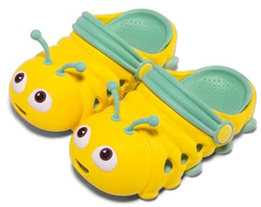 SONARIN Ligeros Zuecos para Niños,Lindos Dibujos Animados Mules Niños Niñas Verano Sandalias de Playa Respirable Antideslizante Jardín Zapatos para Playa Piscina Ducha(Amarillo 160)