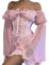XKBHYD Ensemble deux pièces pour femme - Robe corset à épaules dénudées - Manches cloches - En mousseline de soie - Mini bustier à lacets, rose, S