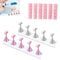 2 Sets Nail Stand Display, Magnetic Nail Tips Stand, Nail Stands for Painting Nails, Acrylic Nail Display Stand, with 30 Pcs Reusable Sticky Putty, for False Nail Manicure Tool, Pink and Silver
