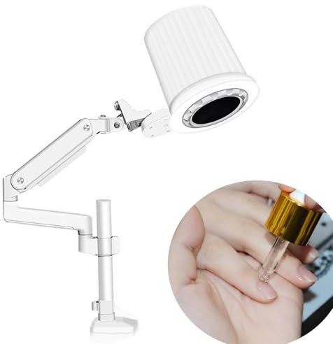 Low Noise Vacuum Nail Dust Collector, Adjustable Suction Nail Dust Extractor, Professional Nail Vacuum Cleaner with Dimmable LED and Table Mount, Industrial-Grade Filter