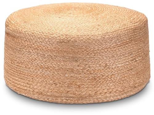 Decorasian Pouf Hocker – Sitzkissen Tatami Kissen geflochten aus Jute – Sitzpouf im Boho Stil - Sitzhocker rund 50cm x 20cm