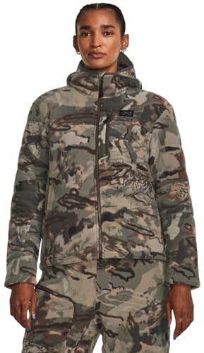 Under Armour Women's Rut Windproof Jacket, UA Forest Camo, Windproof, Sherpa Lining, 4-Way Stretch, Hooded (1378819-994003)