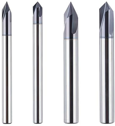 SpeTool Fresa de grabado de 4 mm y 6 mm, vástago de 60 grados y 90 grados, VHM, 3 flautas, punzones de grabado, fresadora de madera CNC, fresa para fresadora con revestimiento TiAlN