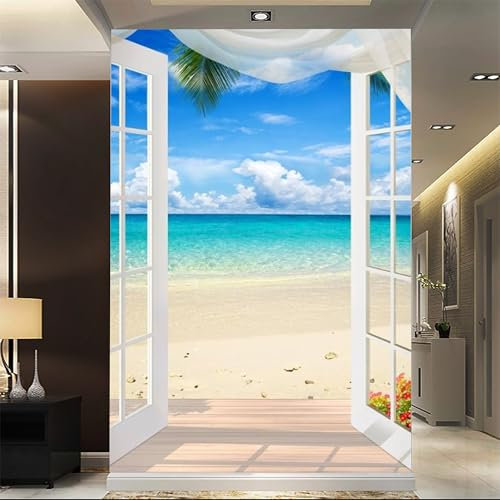 Papier peint 3D avec portes ouvertes - Taille personnalisée - Autocollant et amovible - Pour salon, chambre à coucher, salle de bain, bureau, salle à manger, chambre d'enfant