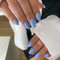Light Blue False Nails Short Oval, SXVME Simple Acrylic Press on Nails Short, Blue Fake Nails Short, Natural Glue on Nails Short Almond, Solid Gel Full Cover Stick On Nails For Women Daily Wear