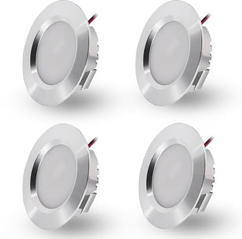 Faretti Led da Incasso per Cartongesso,4 Pezzi, 3W Faretti Led Soffitto, IP44 AC 220-230V Faretto LED Interno Alluminio Ultrasottili 15mm Per Luci Cucina Bagno Camper (Argento Bianco Caldo 3000K)