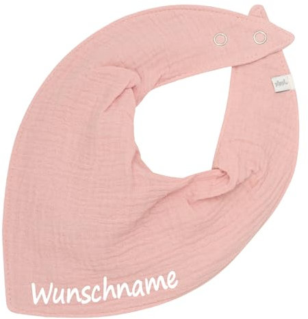 Elefantasie Musselin HALSTUCH personalisiert für Baby und Kleinkind aus Baumwolle in Einheitsgröße Spucktuch mit Wunschname bedruckt (Altrosa)