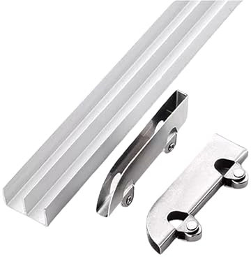 Rail coulissant for vitrine - Rails en aluminium à double canal for portes en acrylique/verre de 5 à 8 mm, guide à rainures de montagne avec galets anti-saut.(31.5in/80cm)