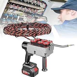RoyceBee Enhebrador de Cables EléCtrico, Tirador de Cables con Cinta Pasacables de 30 M, con Cable de Acero Inoxidable de 3 Hilos para DecoracióN de TuberíAs y Cables de ComunicacióN.,1battery