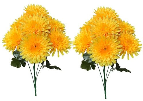 Fiori artificiali di crisantemo, fiori di crisantemo finti per tombe, mazzi artificiali di crisantemo palla