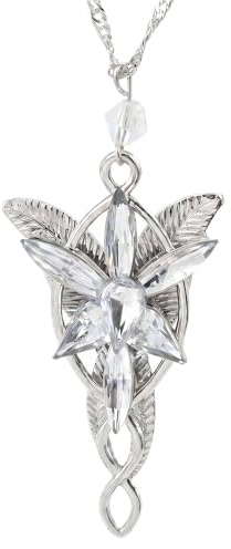 IDELUSH Collar Élfico de Acero Inoxidable para Mujer, Colgante Plateado con Cristal Brillante, Joyería de Fantasía Mística Estilo Princesa Elfo, Cadena de 53 cm, Regalo Original para Mujer