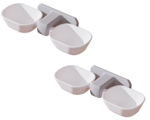 LOLIPPYY Gamelles Doubles Murales pour Chats, Distributeurs De Nourriture Et d'eau en Plastique Blanc, Lot De 2, Protection du Cou, Faciles à Nettoyer, Adaptées pour Animaux Domestiques