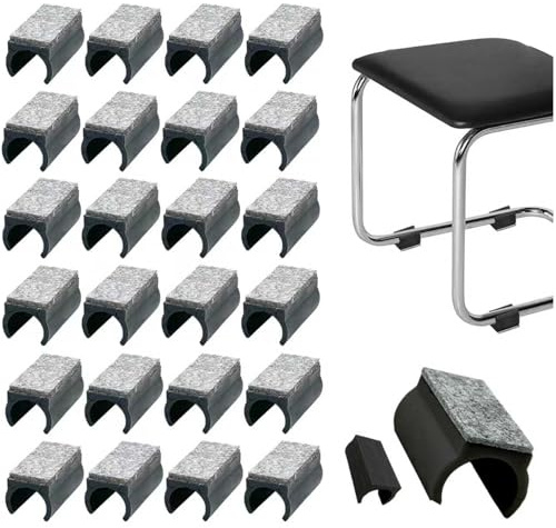 24 Piezas Protectores Patas Sillas, Tacos para Patas de Sillas, Deslizantes de Fieltro, Deslizantes para Cantilever, Protegen los Muebles del Suelo Reducen el Ruido (Negro,14mm)