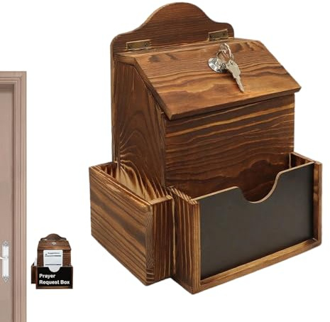 Penlimly Boîte à Suggestions avec Fente,Urne de Vote - Boîte aux Lettres Verrouillable en Bois à 2 Fentes pour Collecte de Messages Bureau Enseignant Ferme Restaurant Église Mariage | pour Enseignants