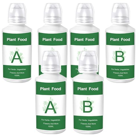 Alimenti per piante idroponiche, 6 pezzi di nutrienti idroponici A e B - Fertilizzante per verdure e piante da frutto - Alimenti per