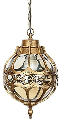 Vintage Outdoor Balkon Korridor Courtyard Villa Pavillon Glass Globe Anhänger Leichtes europäisches Trauben wasserdichte Anhänger Lampe American Metall Vintage Hanging Suspension Lampe, 1