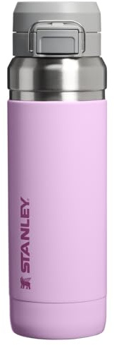 STANLEY Quick Flip GO Bottle, 36 oz, Soft Orchid | Push Button Lid | Packable for Travel and Sports | Leakproof Water Bottle | Insulated Stainless Steel | BPA-Free