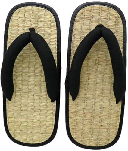 Dianzan Tongs Traditionnelles Japonaises en Paille Tressée, Pantoufles D'été, Sandales-Pantoufles À Bride en Forme De Y, Pantoufles À Bout Ouvert