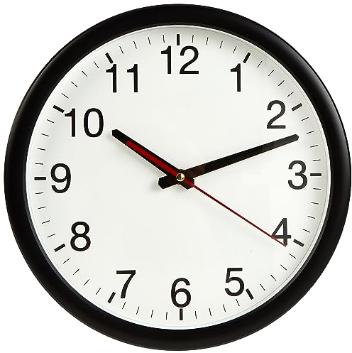 TFA Dostmann Analoge Wanduhr, 98.1077, Abdeckung aus Glas, gut ablesbar, 30cm Durchmesser, schwarz