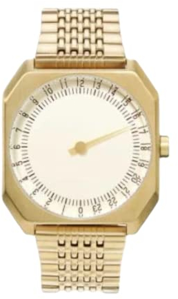 slow Jo 04 - Schweizer unisex Einzeigerarmbanduhr analoge 24 Stundenanzeige Edelstahlarmband gold