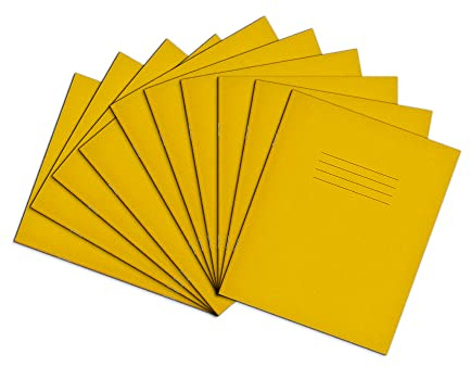 Rhino 8 x 6.5 Exercise Books, 48-Page / 8mm Lined with Margin Paper Notebook, 10-Pack, Writing Book, Office & School Stationery Supplies, Yellow