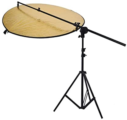 Hwastudio® Brazo telescópico de trípode de sujeción para iluminación, 75 a 135 cm y tuerca de bloqueo (pinza de sujeción doble)