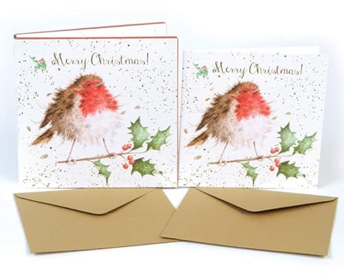 Wrendale Designs by Hannah Dale - „The Jolly Robin“ - Weihnachtskarten-Schachtelset - 8 Stück