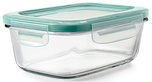 OXO Good Grips, Tupper hermético Smart Seal de cristal, rectangular, (0,8 l/3,5 tazas)