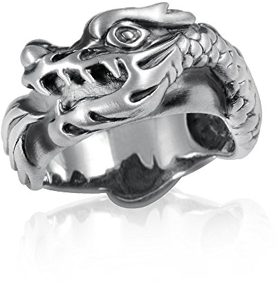 MATERIA Herren Ring Drache Silber 925 antik massiv Fantasie Tier Ringschmuck mit Box #SR-67, Ringgrößen:62 (19.7 mm Ø)