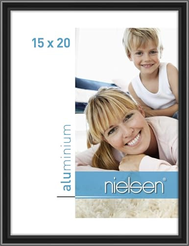 nielsen Aluminium Bilderrahmen Classic, 15x20 cm, Eloxal Schwarz Glanz