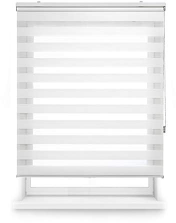 Estoralis - Shae - Estor Enrollable Doble Tejido, Noche y día, Blanco Roto, 105 x 175 cm