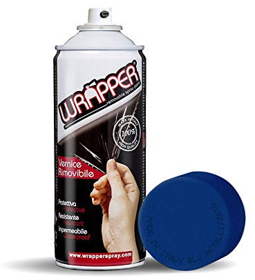 4R Quattroerre.it 16452 Wrapper Spray Blu Metallizzato | Vernice Removibile per Carrozzeria | Pellicola Spray Protettiva UV e Anti-Graffio | Wrapping Liquido Made in Italy