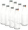 FLASCHENBAUER – Milchflaschen 1 Liter – 8x Glasflaschen 1 Liter – Twist-Off-Deckeln + Ersatz TO48 – Saftflasche, Smoothie Flasche & Weithalsflasche – Robust, temperaturbeständig [Weiße-Flasche]