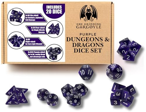 Epic Gaming DnD Dice Set - 20 Pearl Purple Polyhedral Dice (Ultimate)