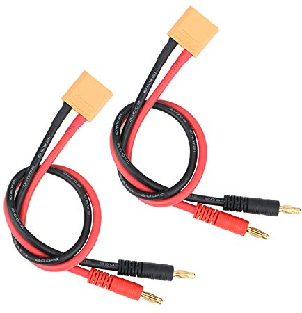 GTIWUNG 2 Stück XT90 Ladekabel mit 4mm Bananenstecker 12AWG Silikonkabel 30cm, XT90 Bananenstecker, XT90 Stecker, Batterie Verbinden Kabel für RC Netzteil