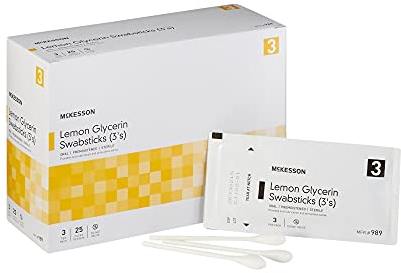 McKesson Zitronen-Glycerin Sterile Mund-Tupfstäbe, 25 Stück, 1 Packung