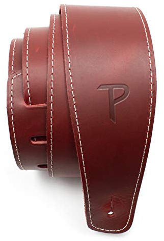Perri's Leathers Ltd. - Gitarrengurt - Baseball-Leder (Serie) - Rot - Einstellbar - Für Akustik-/Bass-/Elektrogitarren - Hergestellt in Kanada (SP25S-7163)