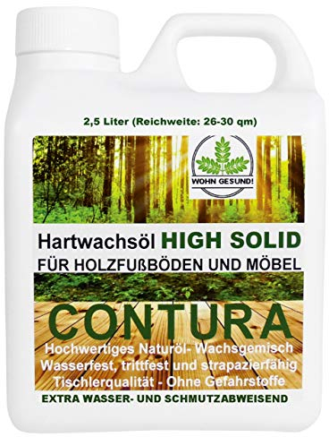 2,5 Liter Contura HARTWACHSÖL Premium High Solid Holzöl Parkettöl Fussbodenöl Möbelöl Wachs Holzwachs Farblos anfeuernd Hartöl Holzschutz